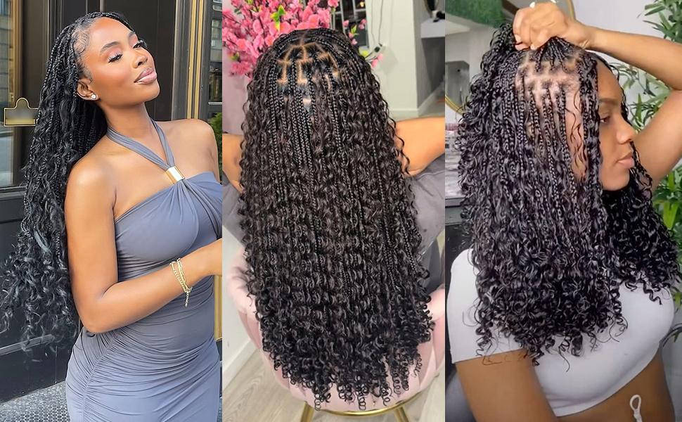 Lemoda Boho Human Braiding Hair Burmese Curly Bulk Human Hair Extensions For Bohemian Knotless Braids No Weft 12inch-32Inch 3Bundles/Lot 100g/1Bundle 1B Natural Black Salon-Quality