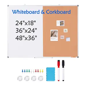 VEVOR 48"x 36" Whiteboard & Cork Board Combo with Aluminum Frame – 2-in-1 Magnetic Dry Erase Bulletin Board for Wall Mount – Ideal for School,  , Home, Office