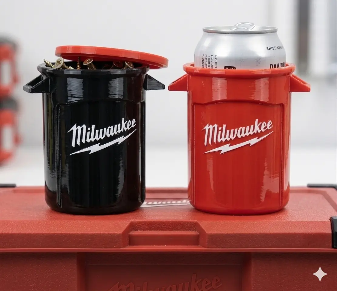 2PACK | MILWAUKEE INSPIRED | Mini-Buckets W/Lids | Multi-Purpose | Beverage Coozie/Small Parts Storage/ Mini Garbage Can | DICE CUP