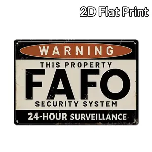 “8x12 Inch Vintage Metal Tin Sign - "WARNING , 24-Hour Surveillance" Rustic Wall Art, Pre-Drilled & Waterproof Tinplate Decor for Home, Bar, Man Cave, Patio, Outdoor/Indoor Funny Warning Sign