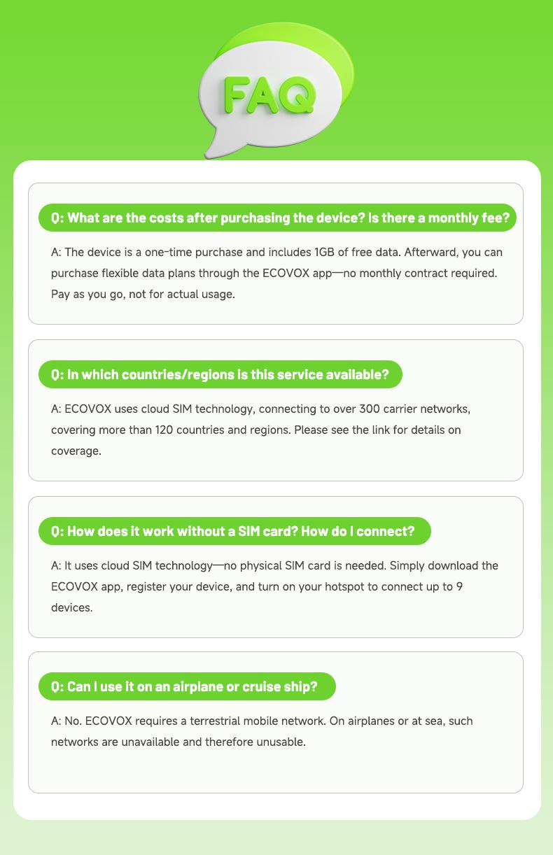 ECOVOX 2026 Upgraded Portable Mini WiFiHotspot 4G Data GlobalCoverage Tri-Band Car RV Travel Router with Extra-long Battery Life & Free 1GB Data Pocket WiFi