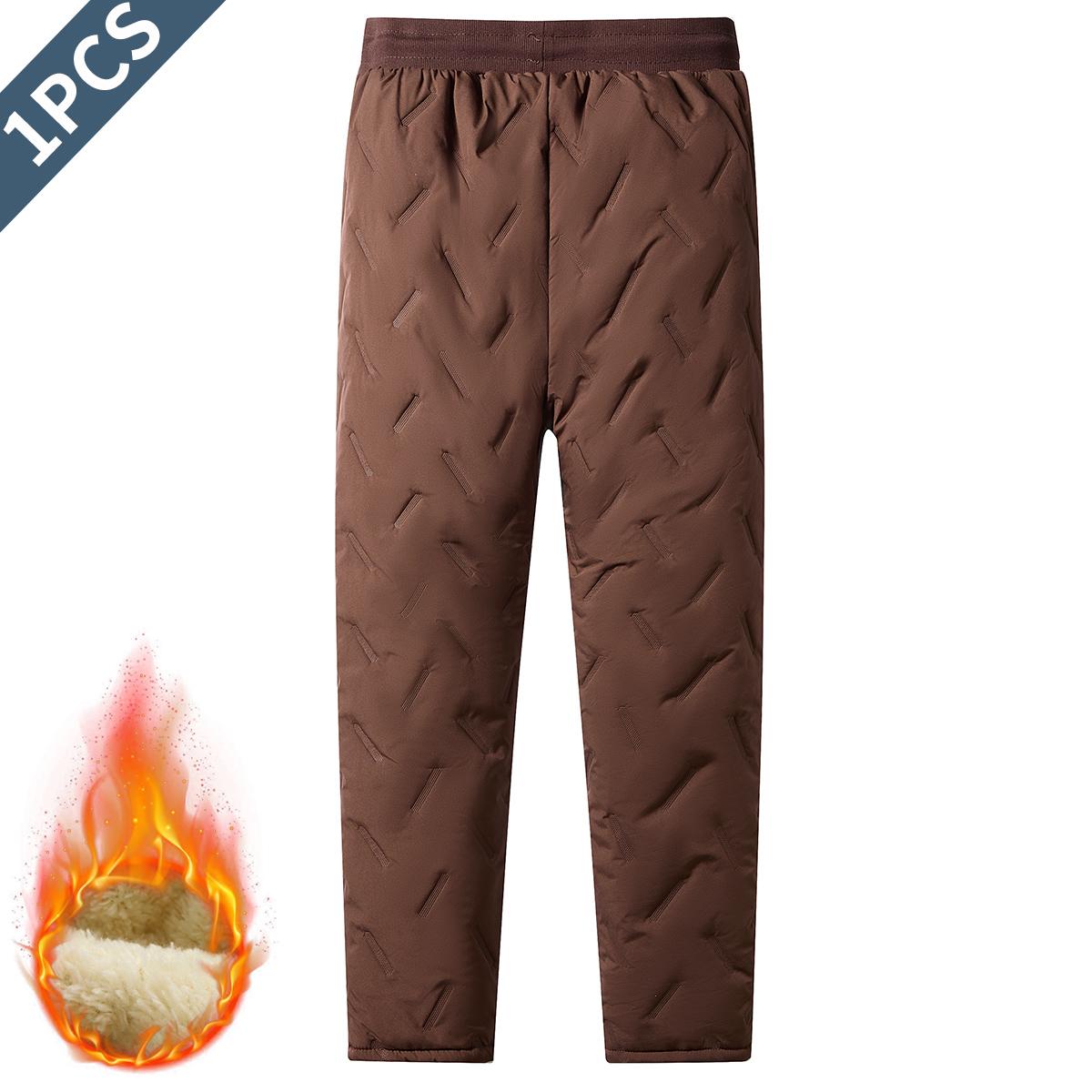Men's Autumn And Winter Sports Pants Thick Warm Cotton Lined Casual Straight Windproof Warm Trousers,Men's Regular Fit PlainDrawstring Waist Thermal Lined JoggePants, Casual Warm Waterproof ZipperPocket Trousers for Daily Wear, Men'sBottoms for Winter