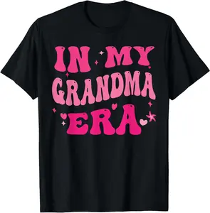 In My Grandma Era Baby Announcement for Grandma Mother's Day Summer Casual Shortsleeve Cotton T-Shirt Top Streetwear