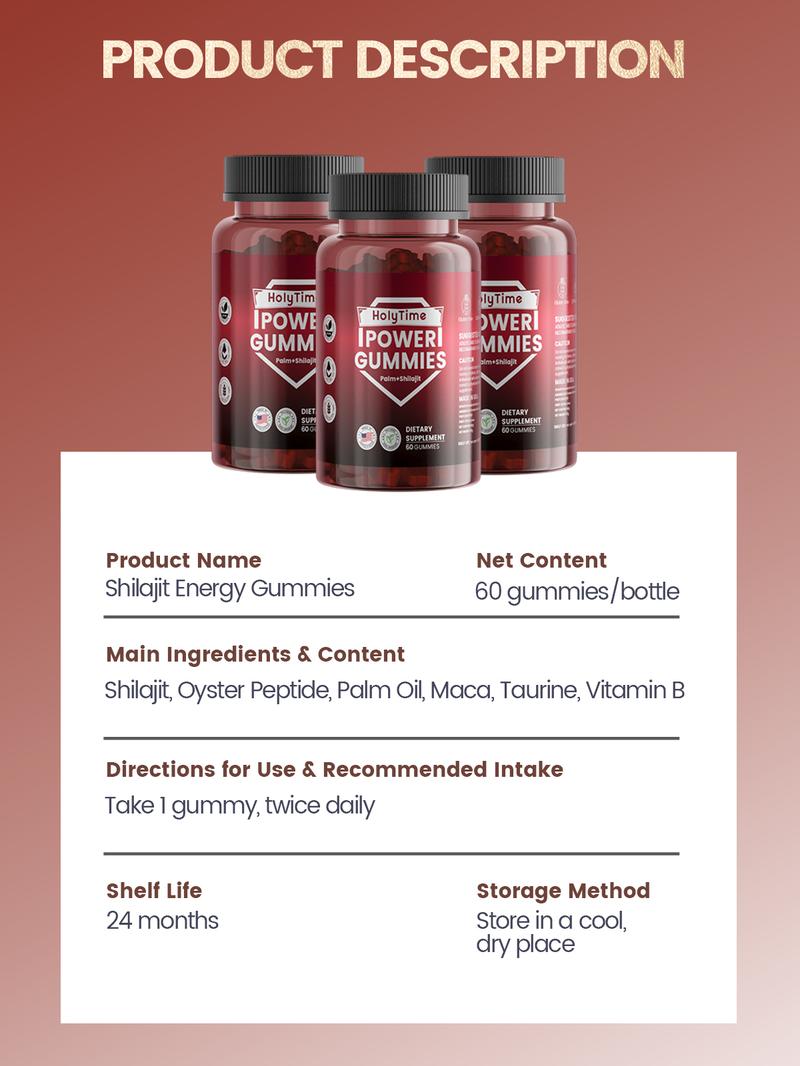 HolyTime Shilajit Gummies 4000 mg | Black Friday & Cyber Monday BFCM Deal | Limited Edition|5-Bottle|Made in USA