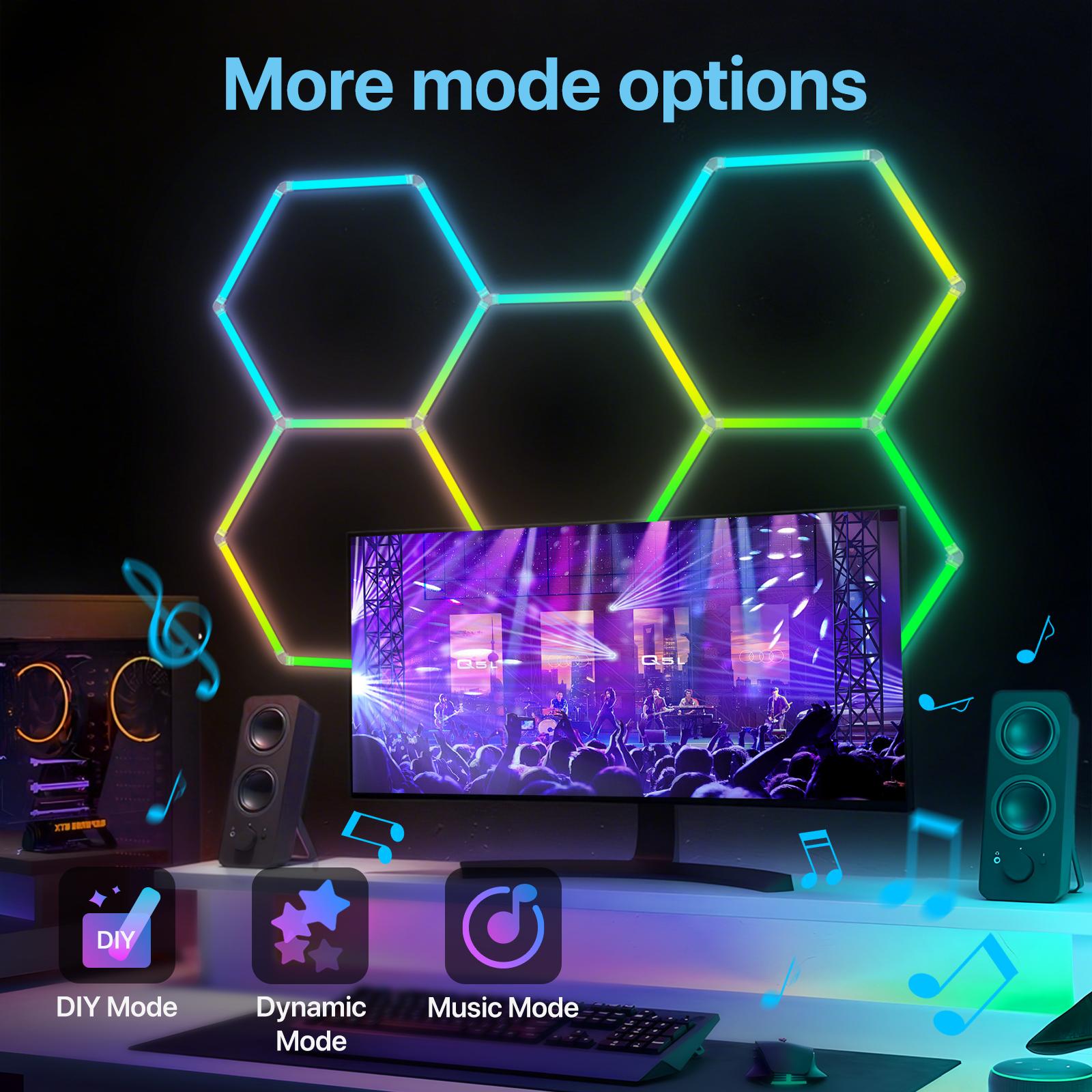HYPERLITE RGB Hexagon Light Smart Modular Honeycomb Light App & Remote Control LED light Music Sync DIY Colors Ceiling light Gaming Room Party Office Garage Light LED Wall Decor light, SpringGlowUp