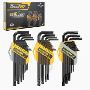GrenPRO Ultimate Allen Wrench Set, Premium Hex & Torx Key Set, SAE & Metric Hex, Ball End Torx Wrenches 35 Piece Hex Key Set,  Wrenches with 3 Organizer Trays in Hard Storage Case