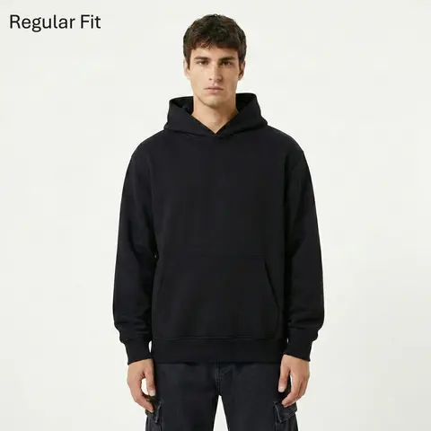 HL Men's Regular Fit Hoodie Super Heavyweight 400gsm Pullover for Casual Everyday Wear, Soft Thick Cotton-Polyester Blend with Cozy Lamb Fleece Lining, Drawstring-Free Classic Long-Sleeve Top