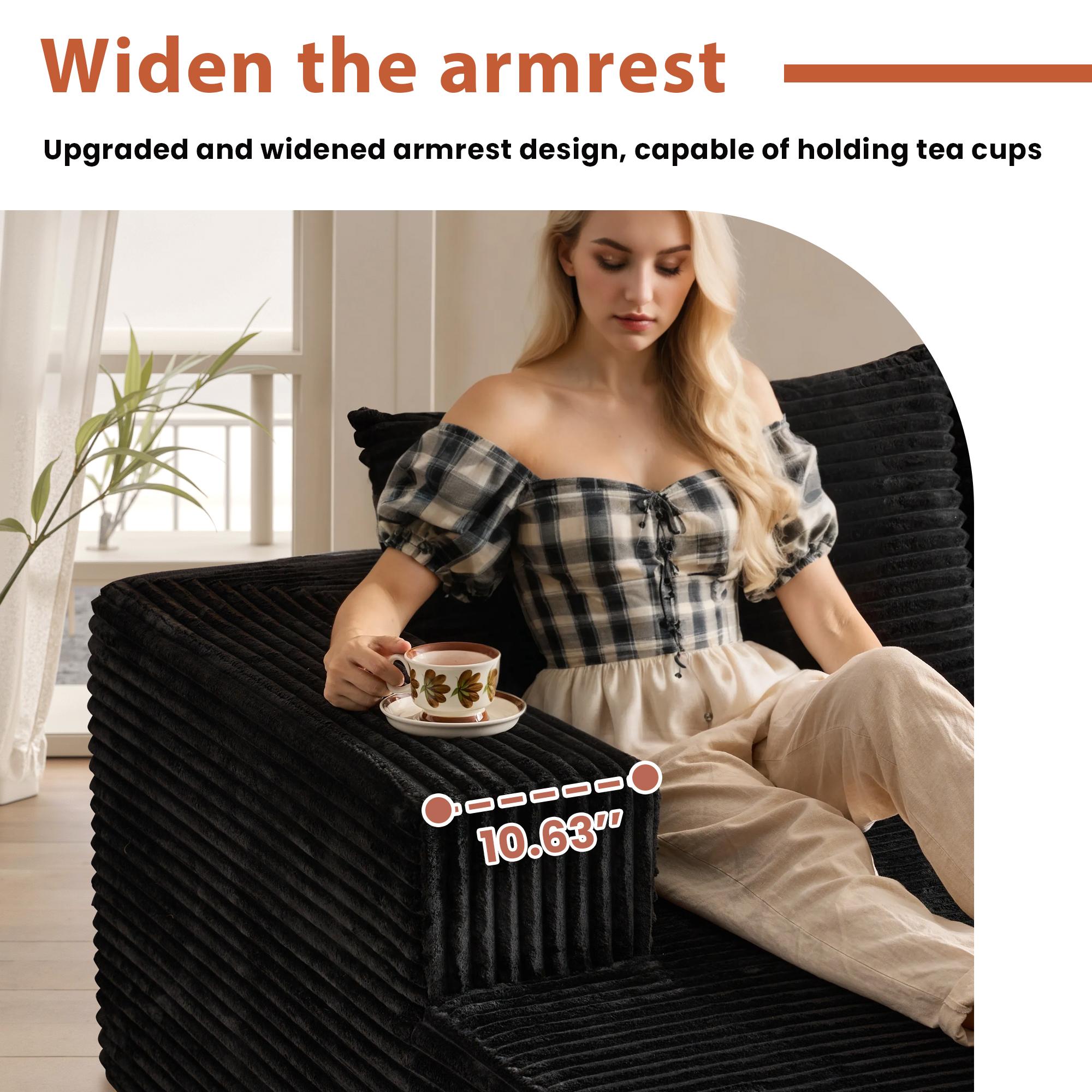 OOSWIFT 135"Oversized U-Shape Cloud Couch Plus Sectional with Chaise - Modern Modular Boneless Sofa Set Includes 6 Soft Pillows & Lounge Chairs, Plush Corduroy Fabric for Living Room & Large Spaces,Christmas gift