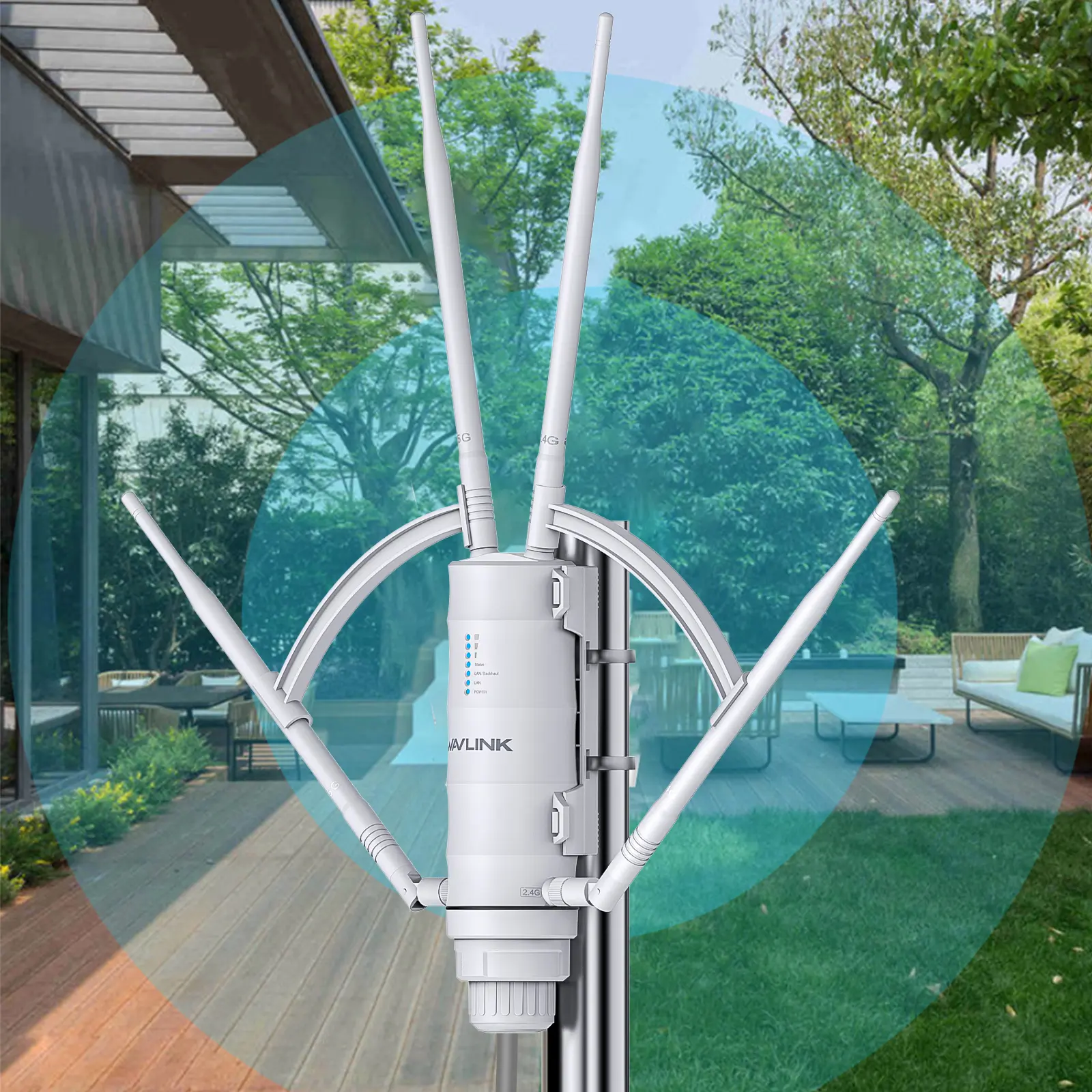 WAVLINK AC1200 Outdoor WiFi Extender Wireless Access Point – IP65 Weatherproof High-Power Long-Range WiFi Repeater with PoE, Gigabit Port, Router/AP/Repeater Modes for Home, Camping, Farm