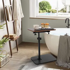 C Shaped End Table with Adjustable Height & 360° Swivel Tray – Tiltable Laptop Side Table for Couch & Bed