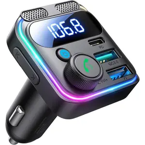 JOYROOM Bluetooth 5.4 Car Adapter FM Transmitter 81W Bluetooth Cigarette Lighter Adapter [PD45W&QC36W] Fast Charging Dual Mics HiFi Bass LED Display Wireless Radio Hands-Free Calling Support USB Drive