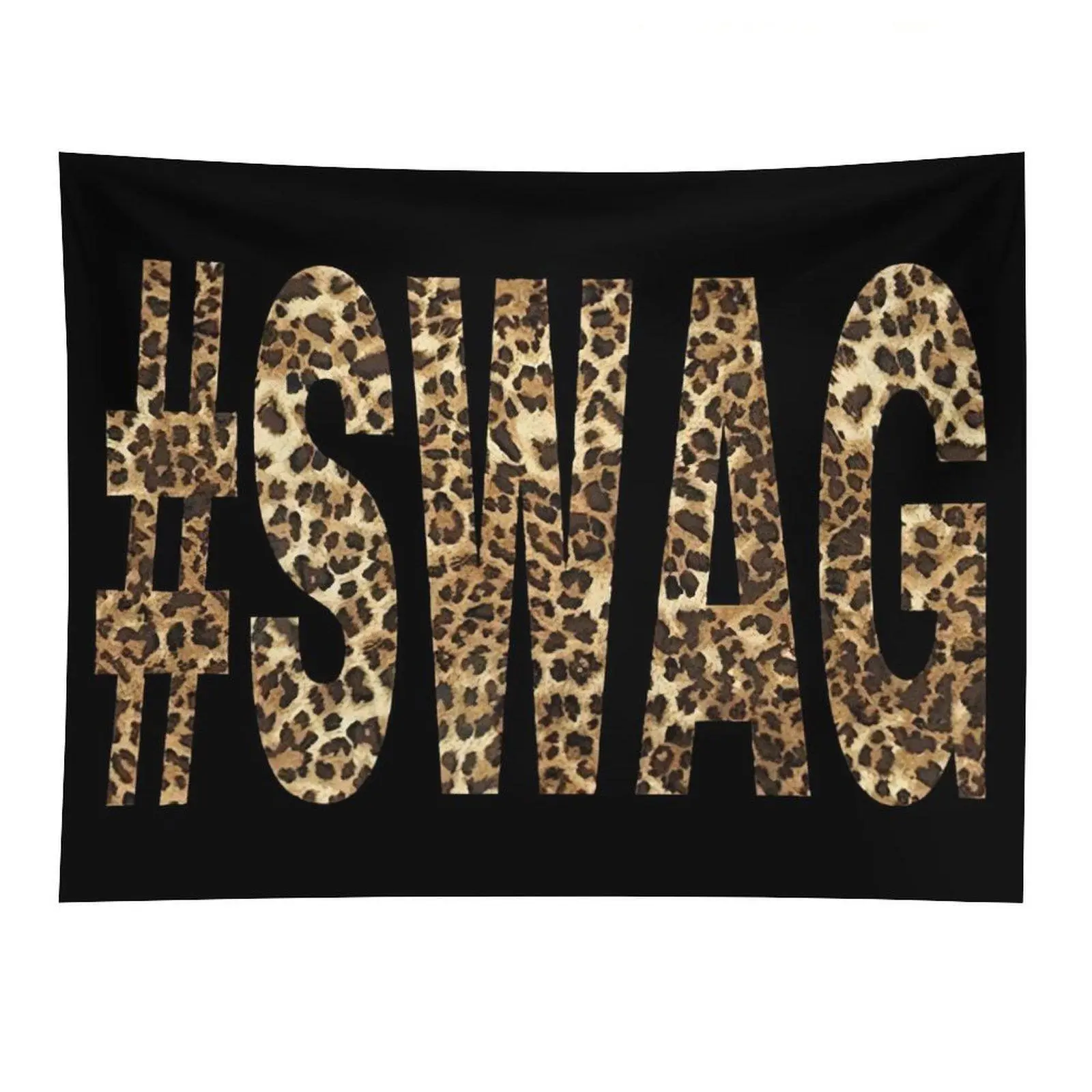 Leopard Print Hashtag SWAG Decorative Tapestry, Backdrop Tapestry Wall Mural for Bedroom Dorm Whimsical Room & House Decor
