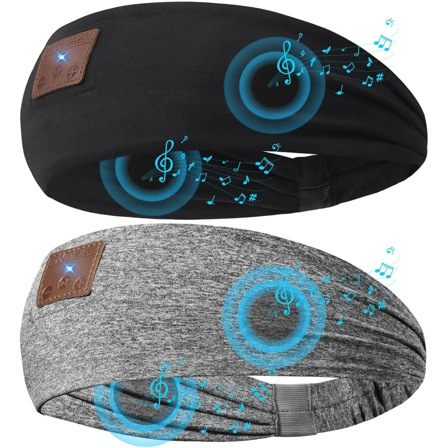 2-Pack Sleeping Headphones Wireless Bluetooth 5.4, Headband Headphones with Ultra-Thin Speakers, Bluetooth Headband for Side Sleepers, Running, Workout, Insomniac, Travel, Meditation(Black&Grey)