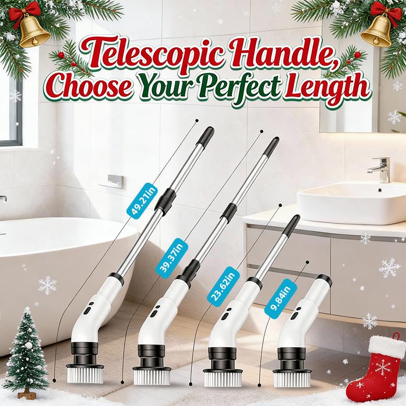 【Valentine's Day gift】HomeShine Electric Spin Scrubber Cordless Shower Scrubber lPX7 Waterproof Multi-Surface Cleaning Brush with 9 Brush Heads Long Battery Life Adjustable Speed Extendable Handle for Bathroom Kitchen Durable Cleaning Helper Utensils
