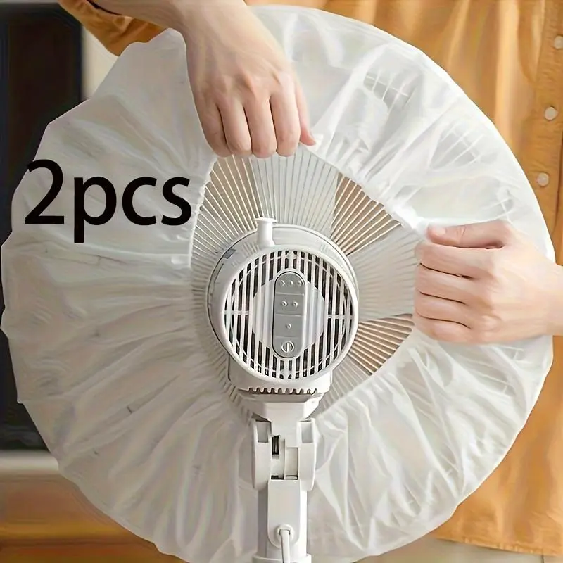 2pcs Universal Electric Fan Dustproof Covers Set - Durable PVC Plastic, Ruffled Edge, Sturdy Structure, Wipe Clean, Household Care Supplies for Indoor Home & Office Use