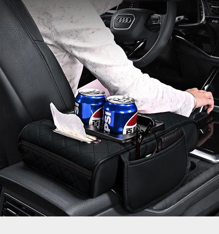 Car interior accessories armrest box storage bag for storage and organization of universal car interior accessories, cup holder and mobile phone storage cabinet for long-distance driving travel, car center console armrest pad, multi-function storage bag