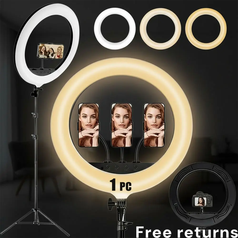 18" Ring Light with 1.86m Extendable Tripod Stands and Phone Holder, Dimmable LED Circle Round Light for Selfie Camera Photography/Makeup/YouTube Video/Vlogging/Live Streaming#SummerWins#BackToSchoolDeal,back to school,back to school haul