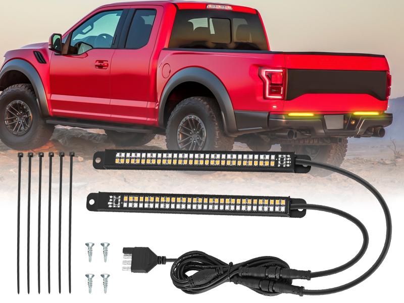 Nilight Truck Tailgate Light Strip 7 Inch Aluminum Frame Double Row 60 LED Red Running Brake Amber Sequential Turn Signals Strobe Lights Bar for Trailer Hitch Cargo Carrier Luggage Rack