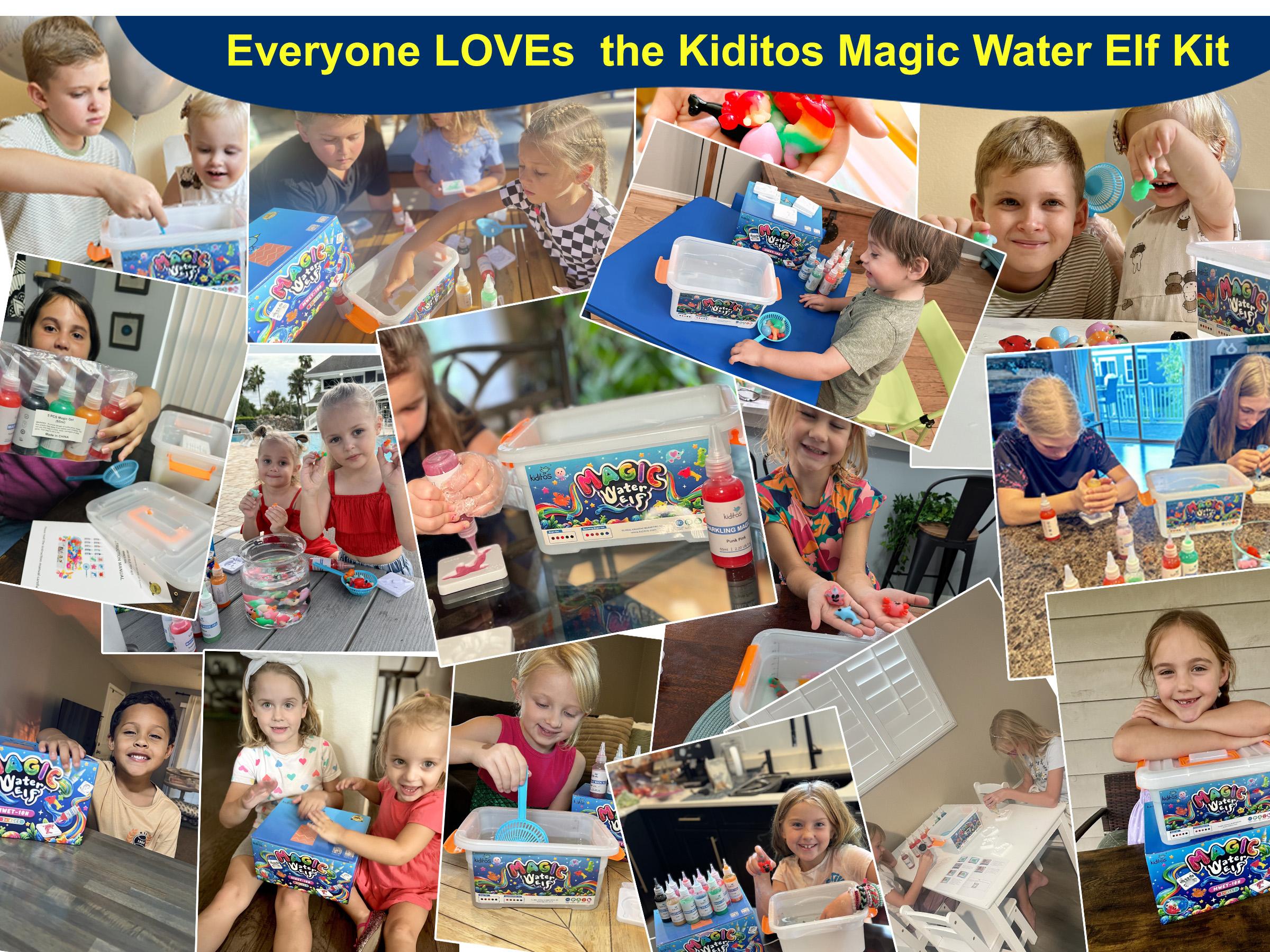 Kiditos Color Changing Magic Water Elf Toy Kit,Aqua Fairy Water Gel Kit-8 Gel&10 Molds-Make Your Own Water Pets&Squishy Toys–Fun Summer DIY Craft Kit,Birthday Gift&Party Favors for Kids Ages 3+