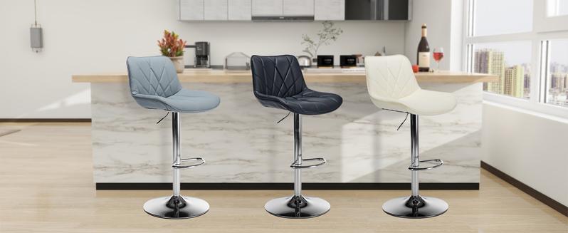 Adjustable Swivel Bar Stools with Metal Leg, Button Tufted, Footrest, Counter Height Chair for Kitchen, Bar, Dining Room - Set of 2 bar stool