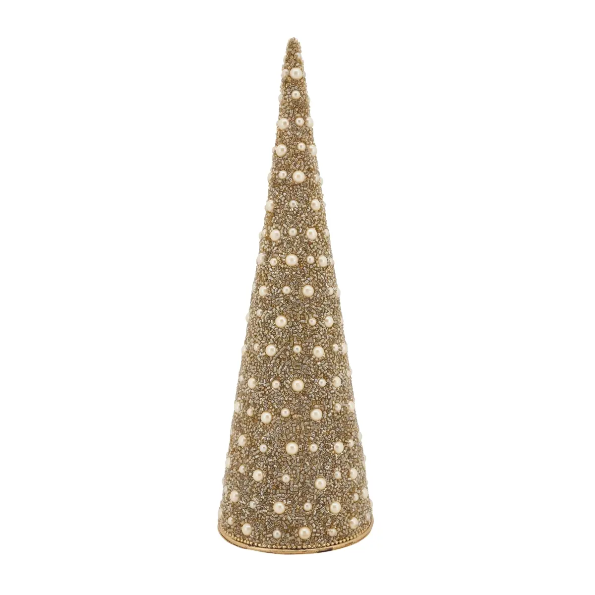 24 inches Metal Conical Christmas Tree with Metal Frame, Shimmering Beaded, Glass & Acrylic Accents - Holiday Festive Home Decor for All Seasons, Beads, Decorative