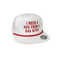 Flat Bill White w/ Red Rope