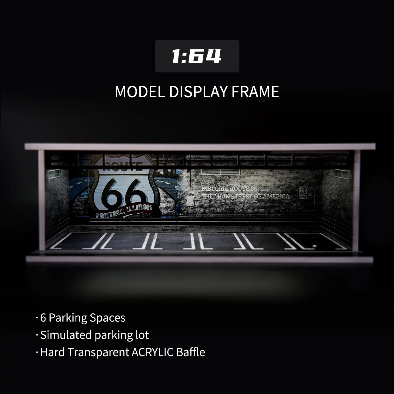 Valentine's Gift for Him - LED Lit 1:64 Scale Diecast Car Garage Display - 6-Car Diorama with Clear Acrylic Shield & Dust Proof Design for The Spooky Season
