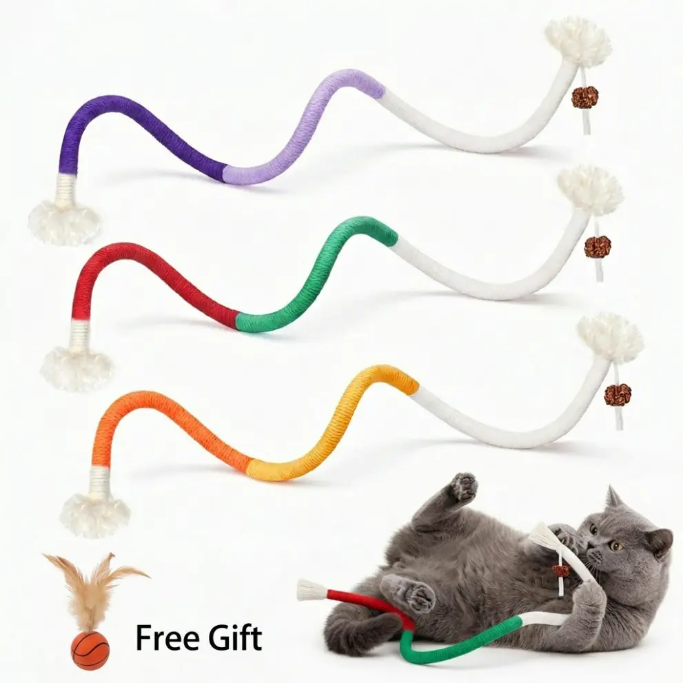 Cat Toys Chew Ropes 3Pcs, Safe Teeth Cleaning Toy for Indoor Kittens, Calming Interactive Kitty Toys  Kitten Teeth Cleaning Chew Toys for Dental Care#backtoschool# toys for my kitty#cat toys interactive