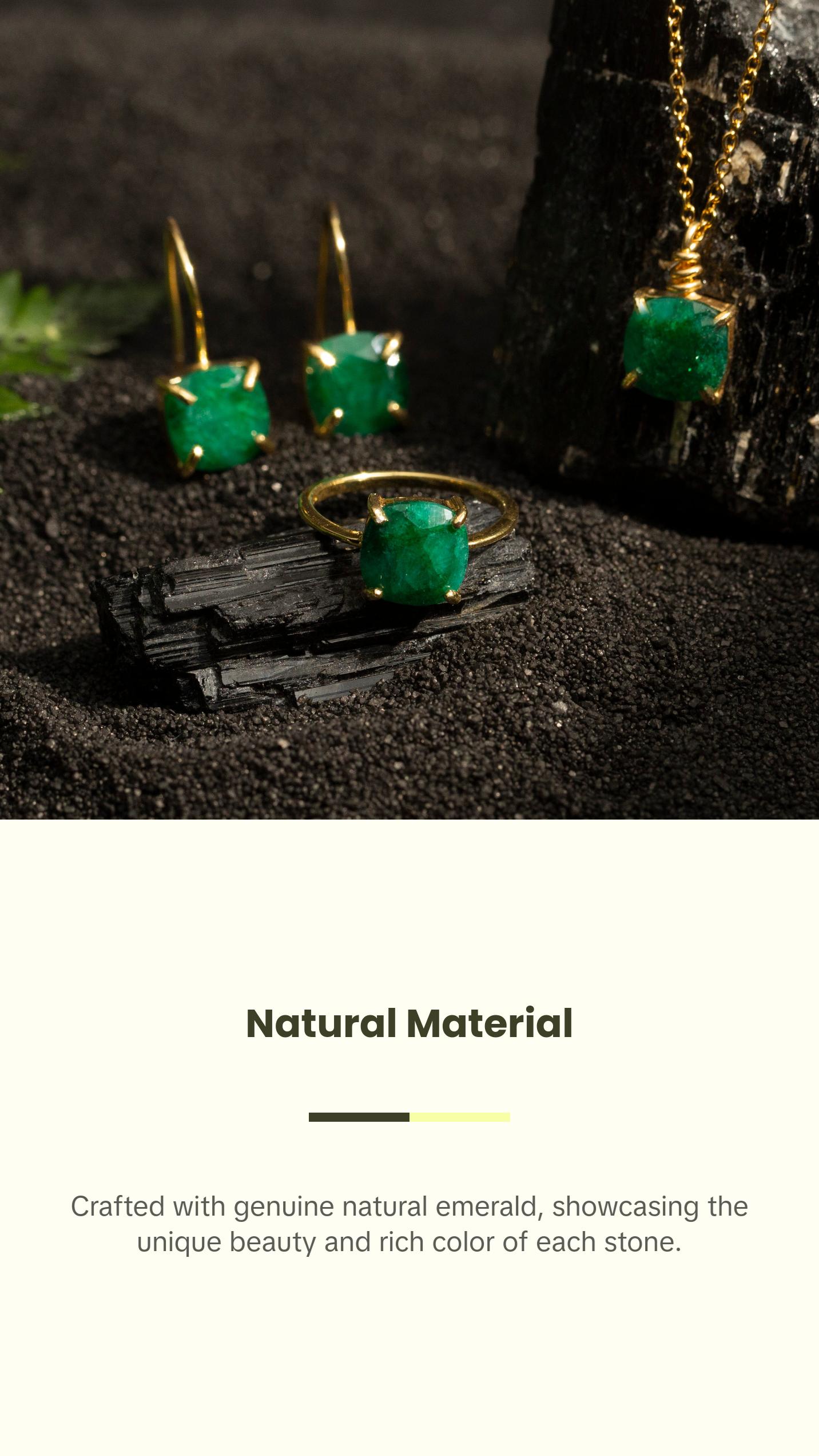 The Ashlynn Natural Emerald Necklace - 8mm, 16" Length, Handmade in USA