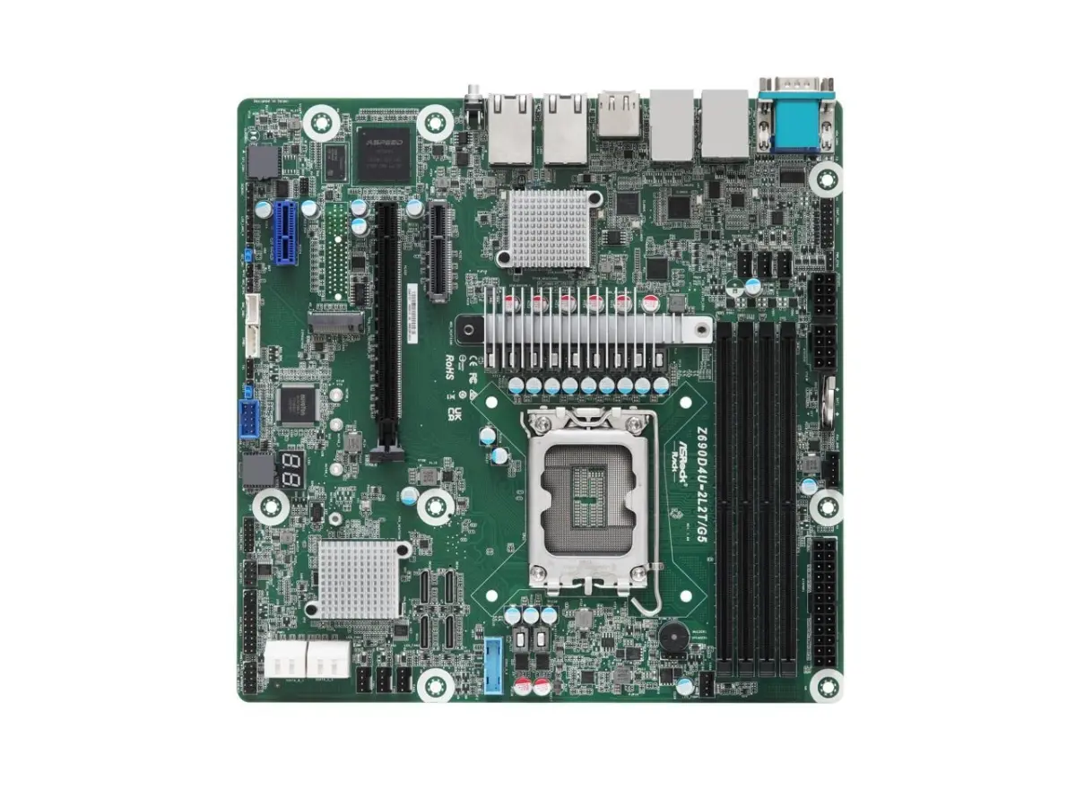 ASRock Rack 9B13-140-092 Z690D4U-2L2T-G5 Micro-ATX Server Motherboard, Single Socket for 12th-13th Gen Intel Core/Pentium/Celeron Processors, 1 DisplayPort, IPMI Manage Remote Capability