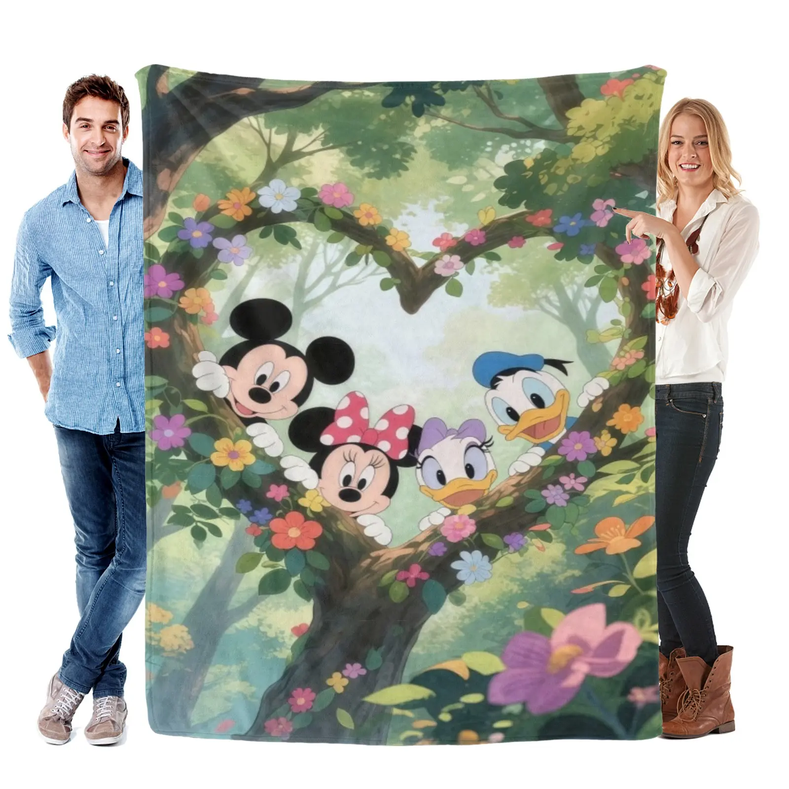 Mickey Mouse Colorful Flower Blanket, Light Fluffy Disney Blanket Mickey Mouse Rug For Aesthetic Living Room Decor