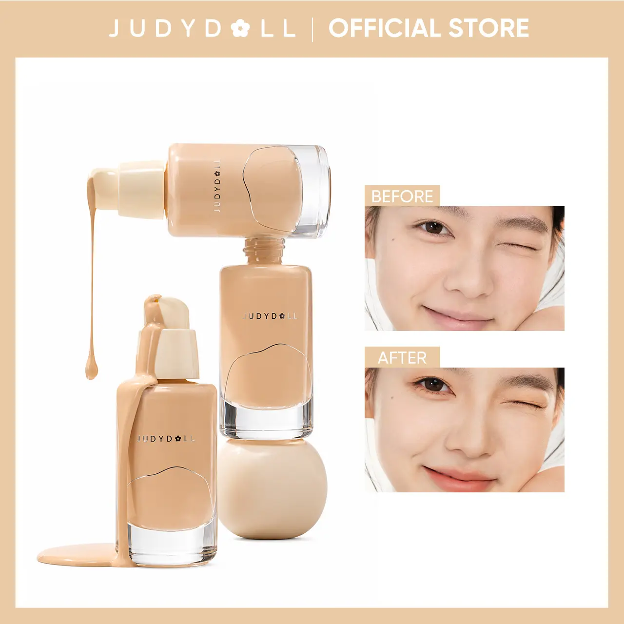 JUDYDOLL Oil Skin Foundation, 15g Travel Size, Lightweight Stays Breathable Long-Wear Formula, Blurring Pore-Hiding Flawless Coverage & Base, Powder-Free Silky Texture, Smudge-Proof Radiant Natural Look, Less Reapply for Acne-Prone & All Skin Types