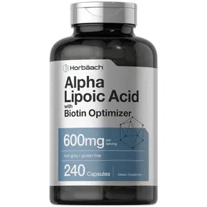 Horbäach Alpha Lipoic Acid 600mg | 240 Capsules | with Biotin Optimizer | Non-GMO and Gluten Free Supplement