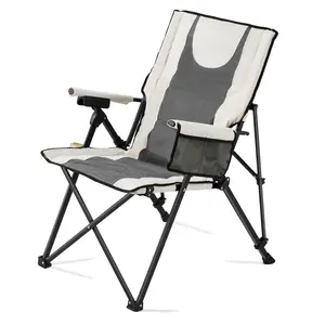 Heated Camping Chair with 3 Heat Settings, High-Back Folding Chair, Supports Up to 260 lbs, Full-Padded Beach Chair with Armrest and Cup Holder, Portable Lawn Chair for Outdoor Sports, Travel, and Camping