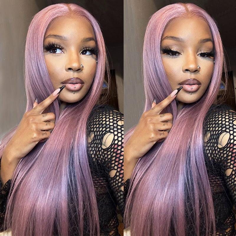 Megalook Hair 13x6 Three-Go Lavender Purple Glueless Wigs Silky Straight With Drawstring 100% Human Hair Wig Lace Front Wig Elegant Ombre Design 320℉ Heat Resistant
