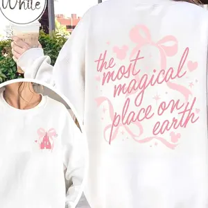 Adult Two Sided Cinderellaaa Pink Castle Coquette Bow Shirt, The Most Magical Place On Earth Tee, Magic Kingdom, WDW Family Trip Shirt 4