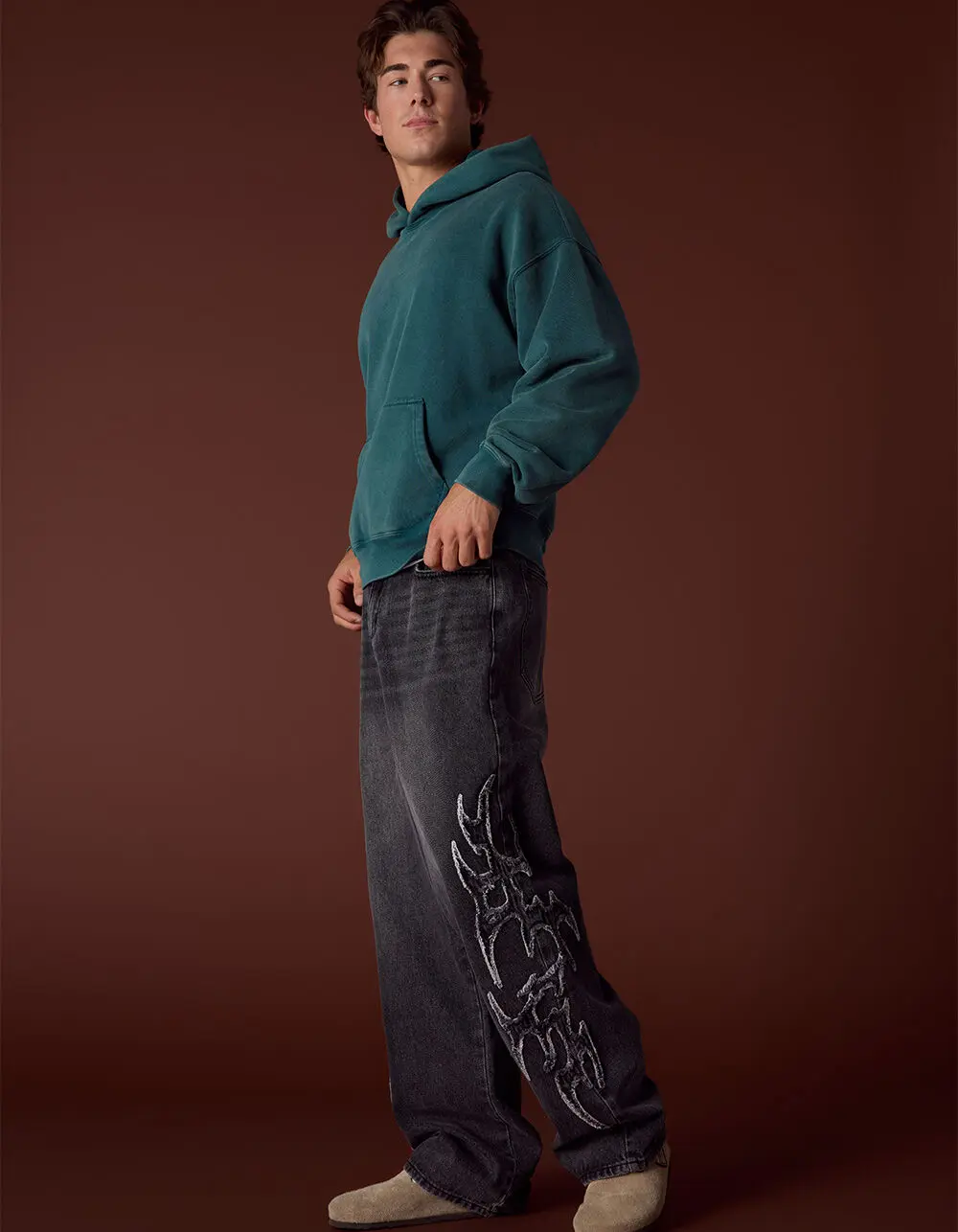 RSQ Mens Extra Baggy Applique Jeans
