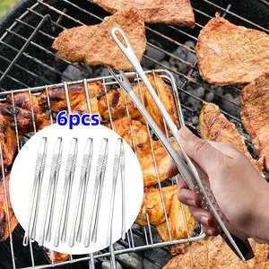 6 Pack Cooking Tweezers, 11 Inch, Stainless Steel Tongs for Korean And Japanese BBQ, Ideal for Grilling And Serving Food Like Salad, Fish, Steak, Buffet, And Meat,summerwins