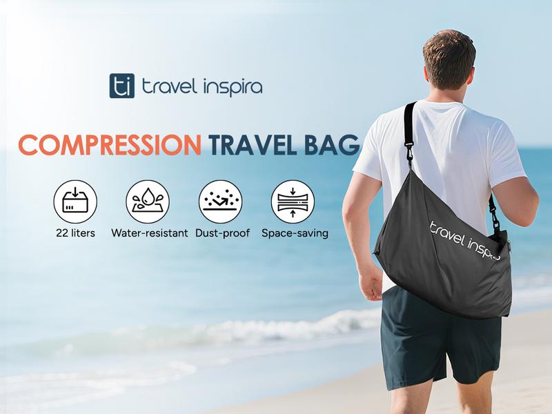 travel inspira Ultra-Durable Nylon 22L Vacuum Travel Bags with Pump Space Saver Compression Solution for Suitcases & Backpacks, Reusable, Lightweight, IP67 Airtight Zipper Seal ,Travel Hacks