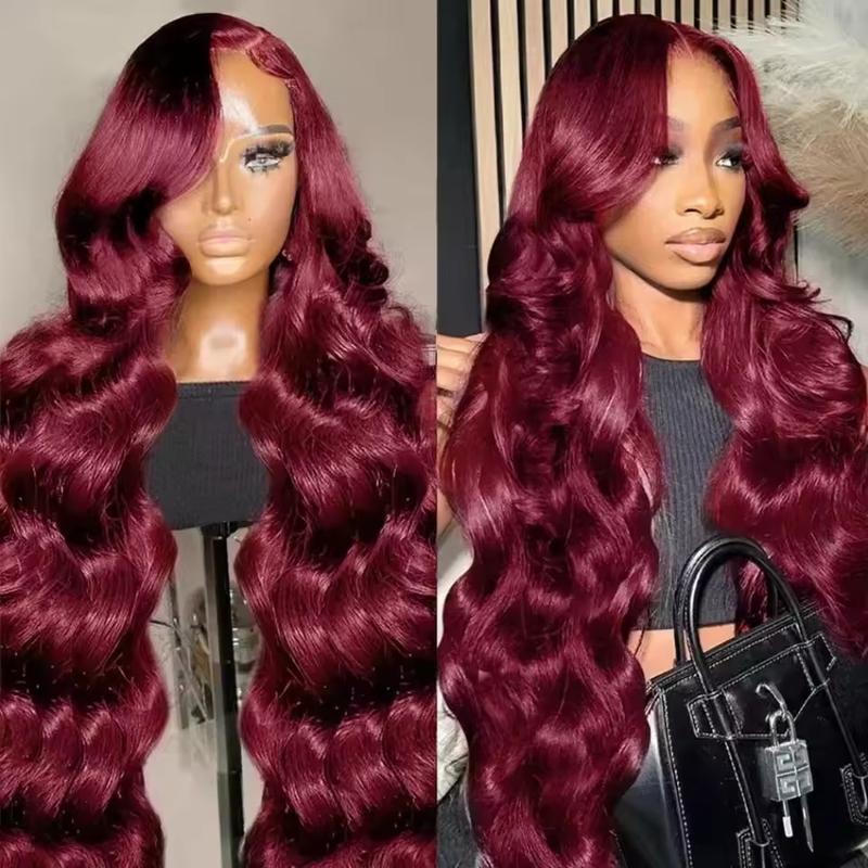 [NEW] 99J Burgundy Lace Frontal Wig 13x6 Body Wave Lace Front Wig HD Transparent Lace Frontal Wig Human Hair Pre Plucked 99j Red Color