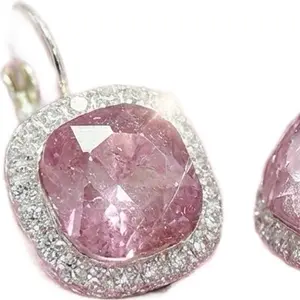 Majestic Muave Earrings with Cushion Cut Gemstone and Gold Plated Setting for Elegant Everyday Wear