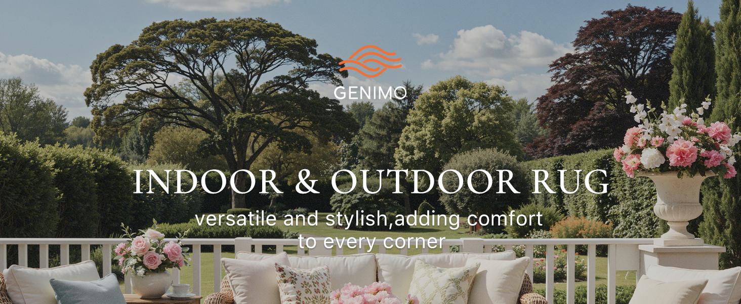 GENIMO Indoor Outdoor Area Rug 8'x10', Machine Washable Rugs for Patio, Waterproof, Non-Slip Easy Cleaning Floral Outdoor Mat Carpet for Living Room, Bedroom, RV, Balcony, Deck, Camping