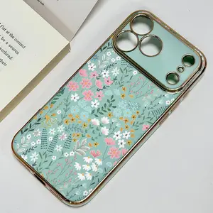Fresh Floral Design Phone Case Sleek And Shiny Electroplated Glossy Frame Shockproof Scratch-Resistant precise cutouts ensure a perfect fit for iPhone 17 Pro Max Phone Case 17 Air 16 Pro Max 16E 16Plus 15 Pro Max 15Plus 15 14 Pro 13 12 11 Phone Cases