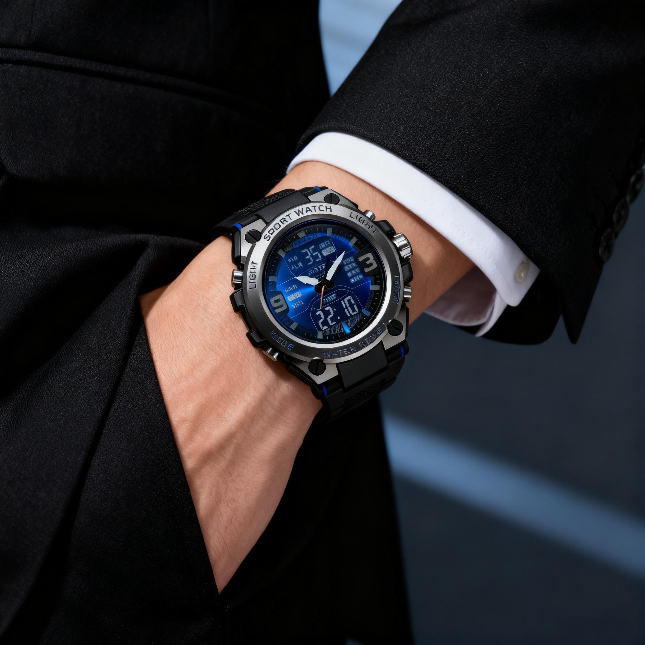 Men's Sporty Digital Watch Trendy Electronic Wristwatch for Daily Wear With Gift Box