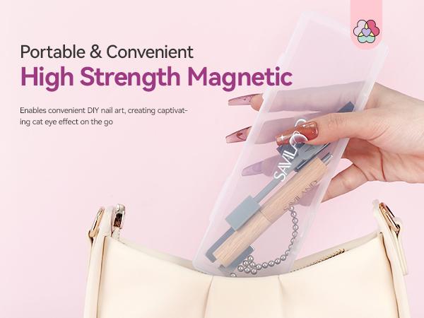 SAVILAND Cat Eye Nail Magnet Set: 4PCS Strong Nail Magnets for Cat Eye Gel Polish, Multi-Functional Magnet Sticks, Essential Nail Art Tools for Stunning Cat Eye Effects