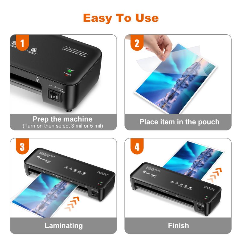 Laminator, 9 Inch 4 in-1 Thermal Laminator Machine Never Jam Technology with 40 Laminting Sheets, Paper Cutter, Corner Rounder for Home Office School Business