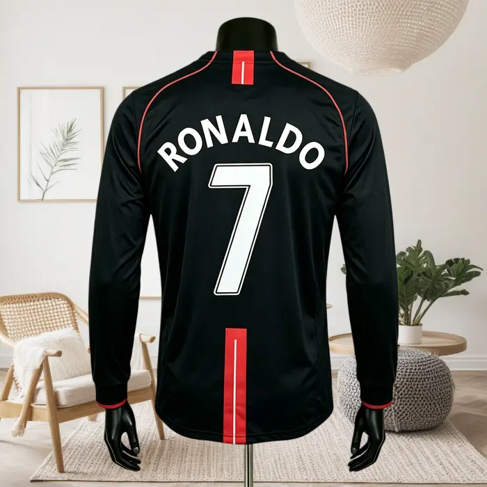 07/08 Retro Black C7 Ronaldo Long Sleeved Soccer jersey