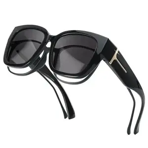 Fit Over Sunglasses Polarized UV400 Protection Mirrored Large Square Oversized Trendy Sun Glasses Fit Over Glasses for Driving Outdoor Daily Wear for Women Men