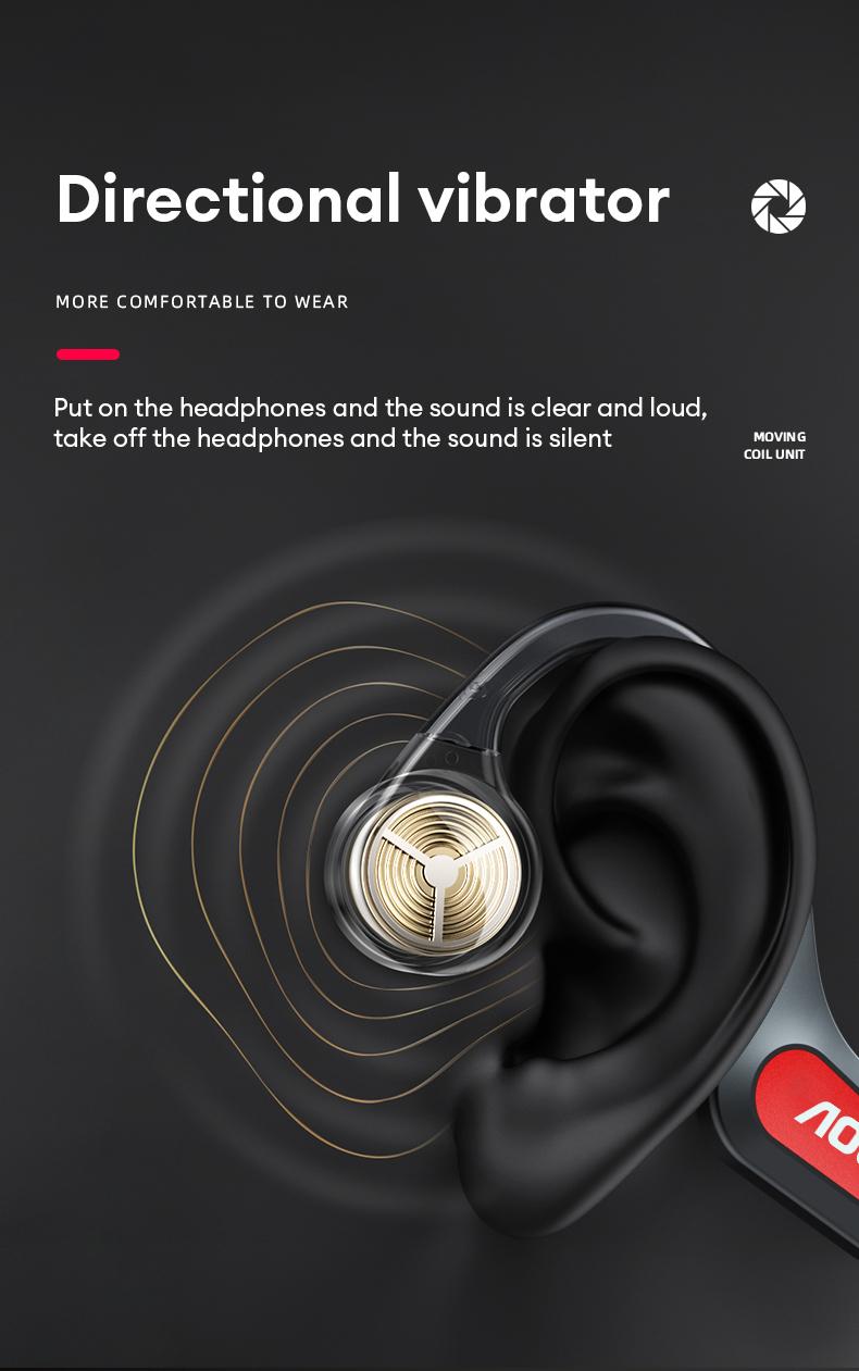 AOC ACN4521 Bone Conduction Neckband Wireless Earphones with High-Fidelity Natural Sound, Immersive Vibration Audio, Reduced Sound Leakage, IP56 Waterproof, Wireless Headphones for Music, Calls & Sports