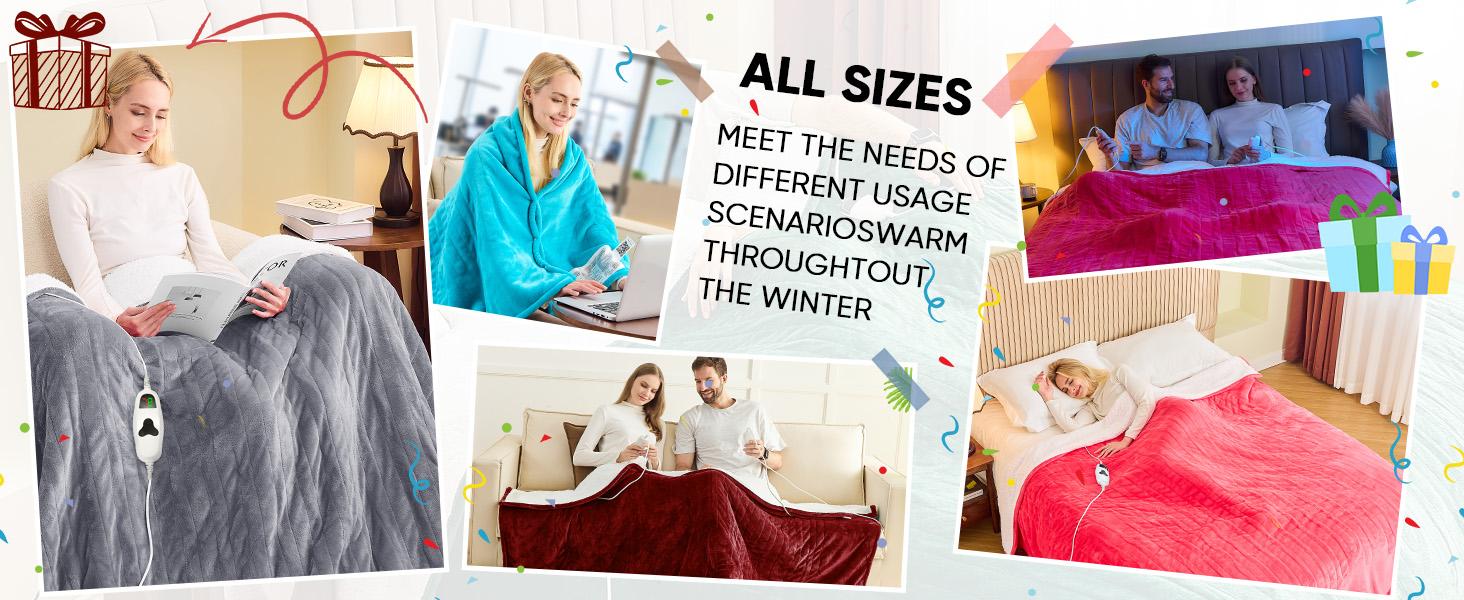 Greenoak Heated Blanket Electric Throw 50"X60", Heating Blanket with 10 Heat Levels 8 Hours Auto-Off,Fleece Soft Christmas Blanket,Gifts for Grandma Seniors Mom, Misty Grey